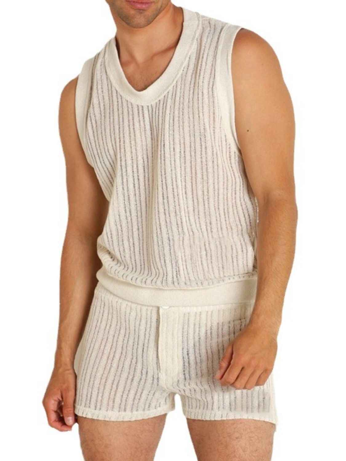 Men's Full Size Round Neck Tank and Shorts Set Plus Size - Damned Threads